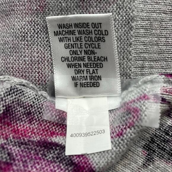 CROFT BARROW COTTON FLORAL CARDIGAN SWEATER 2X GRAY PINK PURPLE BOHO LIGHTWEIGHT - Picture 8 of 9